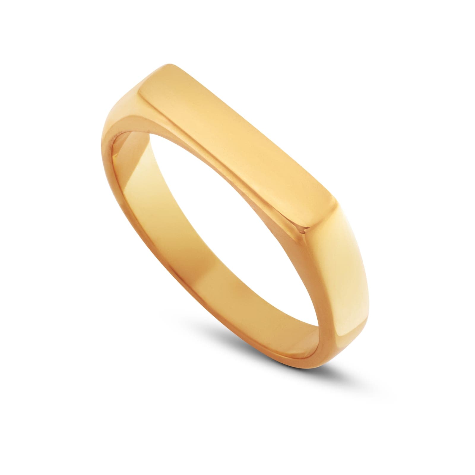 The Ingot, a slim ring in 18k gold PVD with a long flat bar on top