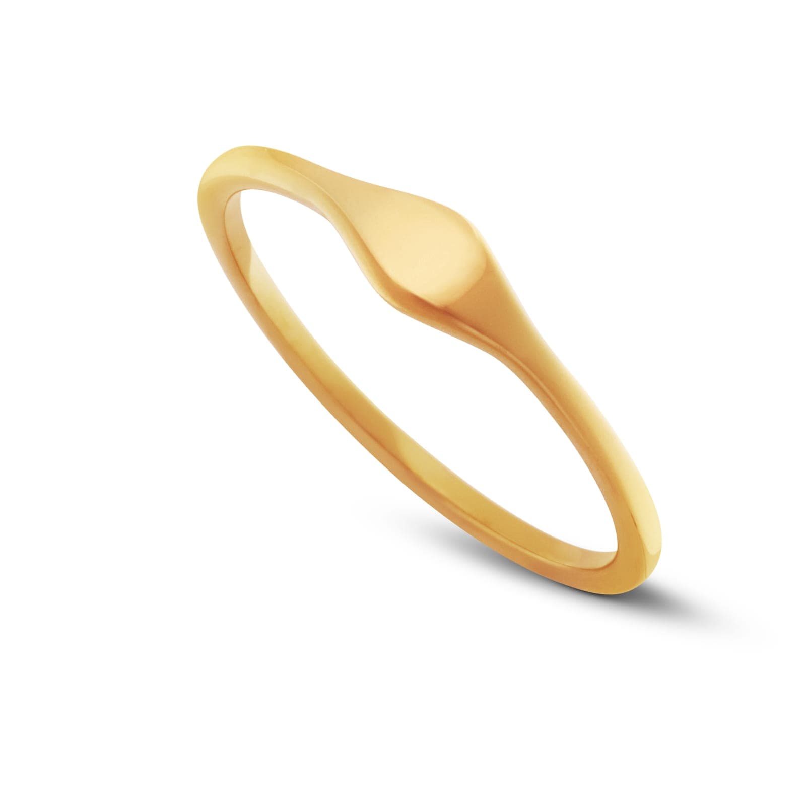 The Navette in 18k gold PVD, seen at an angle: a petite pointed-oval top on a fine band